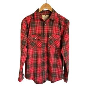 Buffalo Jackson Men’s Medium Wool Blend Pearl Snap Shirt Red Plaid Western